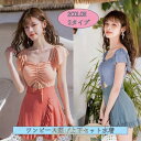 水着 レディース 体型カバー ワンピース型 /2点セット ワンピース水着 女性用 花柄 着痩せ 温泉 海水浴 水泳 おしゃれ ビーチ 20代30代40代 浴水泳 ママ(4)
