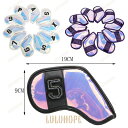 【ポイント10倍】ゴルフアイアンカバー レザー 防水 高級感 4番・9番 AW PW SW X 10枚 セット カラフル 番手付き ヘッドカバー