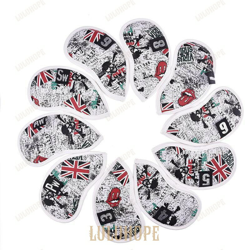 イギリス国旗×スカル デザイン ゴルフアイアンカバー 10点セット 2024新作 番手付き 防水加工 保護カバー 傷防止 吸水速乾 軽量 ユニーク おしゃれ プ...