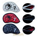 ゴルフヘッドカバー アイアンカバー アイアン用 刺繍入り 9点セット 4.9番 P、A、S番 番手付 スパイダー 黒 白 赤