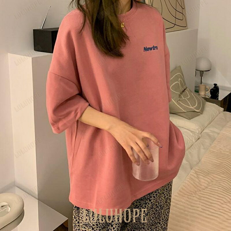 Tシャツ レディース 半袖Tシャツ カットソー 半袖 クルーネック Uネック トップス ロゴ 英字 可愛い カジュアル おしゃれ 着痩せ 体型カバー