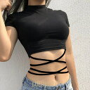 ダンス衣装 へそ出しトップス 黒 ガールズ カットソー レディース 半袖 tシャツ ヒップホップ ショート丈 ハイネック おしゃれ ダンスレッスン ダンス練習