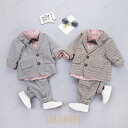 【ポイント10倍】スーツ チェック柄シャツ+ブレザー+スーツパンツ 3点セット キッズ 男の子 ベビー 入学式 入園式 七五三 初節句 お宮参り ベビー服 子供服