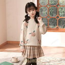 ベビー キッズ 子ども服 入学式 女の子 セーター+キュロット 2点セット スカート ドレス チェック 発表会 結婚式 普段着 入園入学 卒園卒業