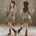 子供スーツ フォーマル 女の子 子供服 セットアップ キッズ おしゃれ 長袖 春秋 2点セット アウター 立ち襟 スカート チェック柄 入学式 卒業式 可愛い ...