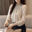 ブラウス レディース おしゃれ オフィス トップス シャツ 長袖 春秋 シフォン 立ち襟 シンプル 40代 きれいめ 大きいサイズ 通勤 上品 着痩せ 新品