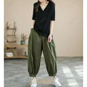 サルエルパンツ レディース 9分丈 春 秋 ワイドパンツ バルーンパンツ 体型カバー おしゃれ ゆったり カジュアル ナチュラル 着痩せ 春物 春 夏 秋