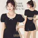 水着 夏 レディース ワンピース 体型カバー ワンピース 春水着 バックオープン ブラック 洋服感覚 洋服みたいな水着(4)