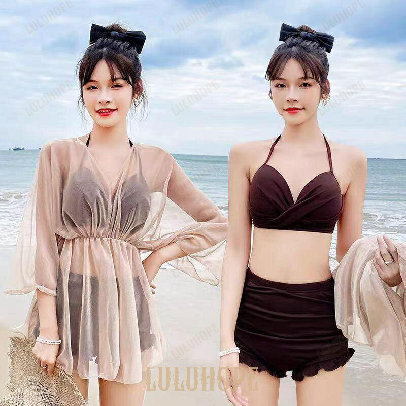 夏 3点セット 露出控えめ 水着 体型カバー ビキニ セパレート フィットネス かわいい スポーツ おしゃれ ビキニショーツ 韓国風 高校生 大学生 UVカート