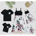 【ポイント10倍】親子ペア リゾート レディース カップル 細身 親子服 膝丈 韓国風 半袖 トップス キッズ ペアルック Tシャツ 春 夏 洋服 ビーチ カッ...