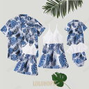【ポイント10倍】親子ペア リゾート レディース カップル 細身 親子服 膝丈 韓国風 半袖 トップス キッズ ペアルック Tシャツ 春 夏 洋服 ビーチ カッ...