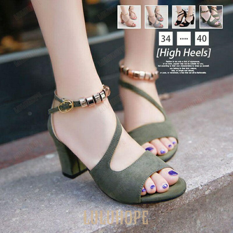 サンダル ヒール ミュール レディース スエード調 チャンキーヒール 太いヒール 歩きやすい 美脚 夏 シューズ 痛くない