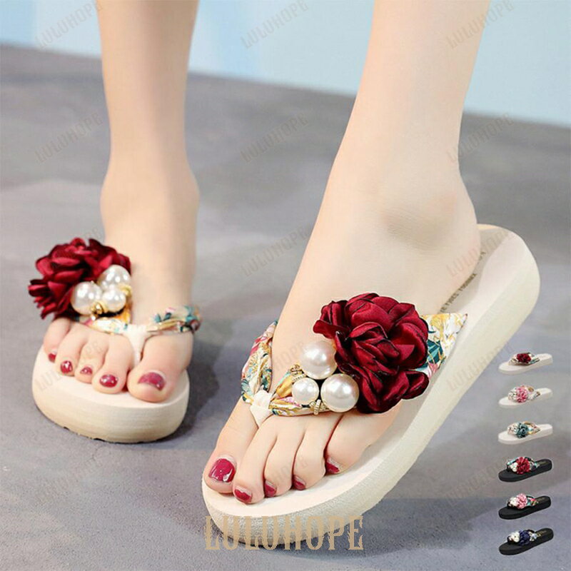 ビーチサンダル 造花飾り トングサンダル レディース 軽量 歩きやすい おしゃれ 夏用 プール 海 リゾー..
