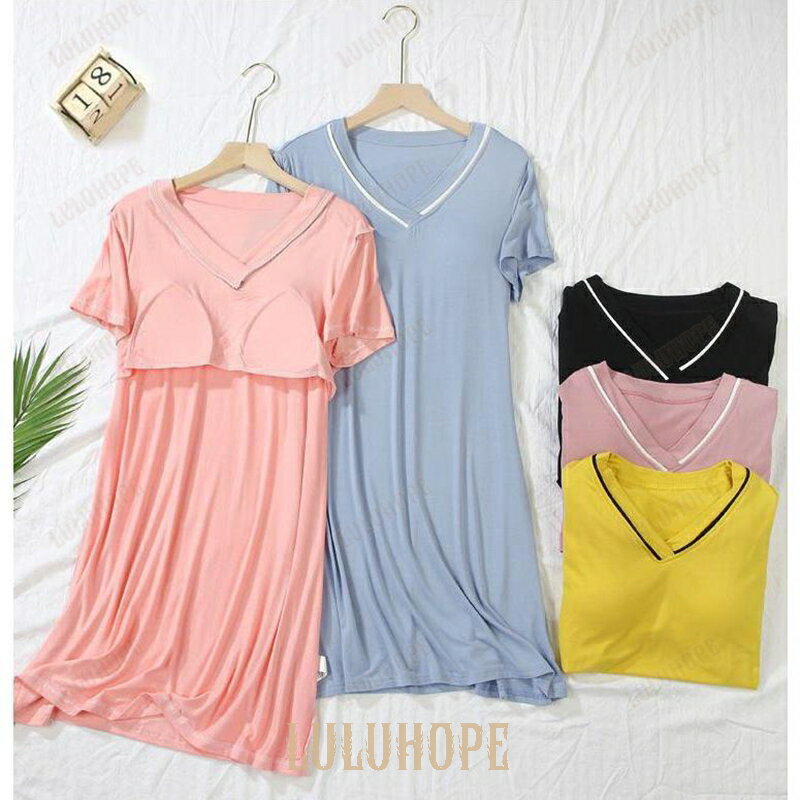【ポイント10倍】カップ付き ルームウエア vネック ワンピース ルームワンピース 半袖 ロングTシャツ ワンピ パジャマ 部屋着 レディース 夏 無地 大人