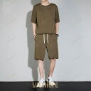 【ポイント10倍】ルームウエア 上下セット メンズ パジャマ 半袖Tシャツ ハーフパンツ 吸汗速乾 ドライ アイスシルク セットアップ メンズ上下セットアップ