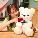 ぬいぐるみ くま 熊 バラ付き 抱き枕 インテリア かわいい バレンタイン 母の日 プレゼント45cm