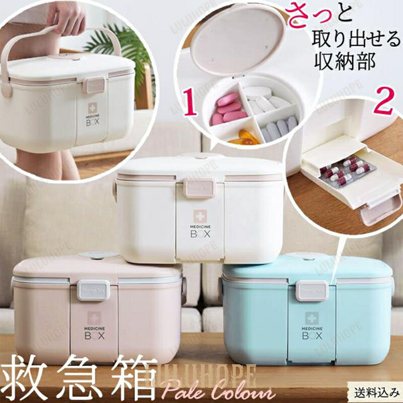 救急箱 薬箱 大容量 おしゃれ ピルケース内蔵×2 ファーストエイド ボックス ファミリー 薬 収納 ボックス GPT 送料無料(gu1b390)