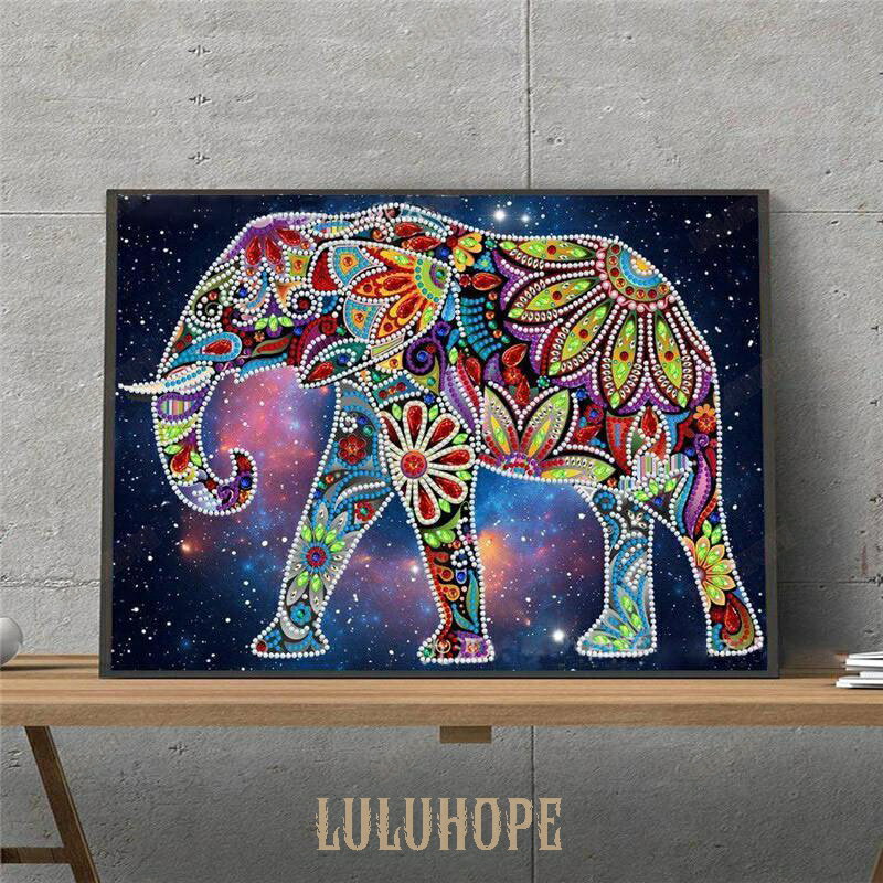 ダイヤモンドアート 手芸キット ビーズアート 初心者 キット 刺繍 キット 図案印刷 夜光 象 DIY 初心者 暗闇で光る 蓄光 大人 子供 手作り 装飾品 蛍光