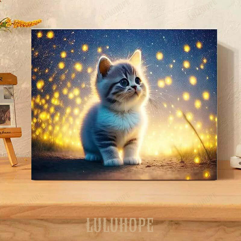 ダイヤモンドアート 手芸キット ビーズアート 初心者 キット 刺繍 キット 図案印刷 猫 可愛 動物 DIYビ..