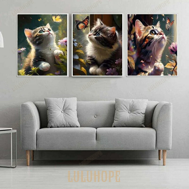 ダイヤモンドアート 手芸キット ビーズアート 初心者 キット 刺繍 キット 図案印刷 ねこ 猫 可愛 動物 ..