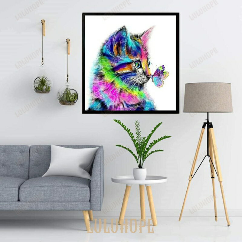 ダイヤモンドアート 手芸キット ビーズアート 初心者 キット 刺繍 キット 図案印刷 猫 ねこ 動物 かわ..