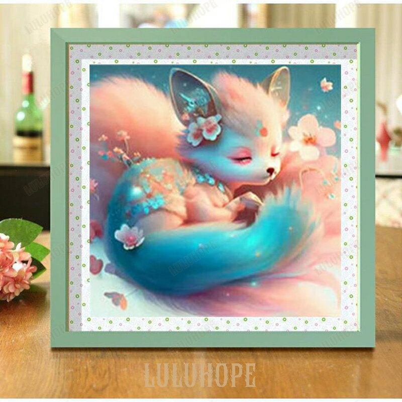 ダイヤモンドアート 手芸キット ビーズアート 初心者 刺繍 キット 図案印刷 子狐 きつね 動物 DIY 中級者 やり方簡単 大人 子供 手作り 装飾品 三四郎市場