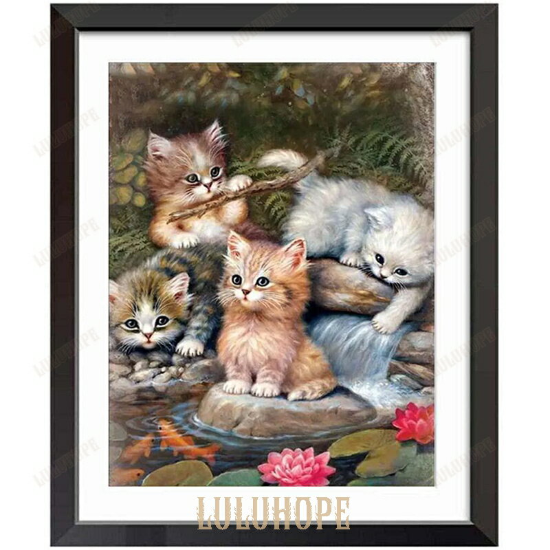 クロスステッチキット 刺繍 キット 手芸キット 初心者 クロスステッチ クロス刺繍 猫 ねこ 子猫 可愛 ..