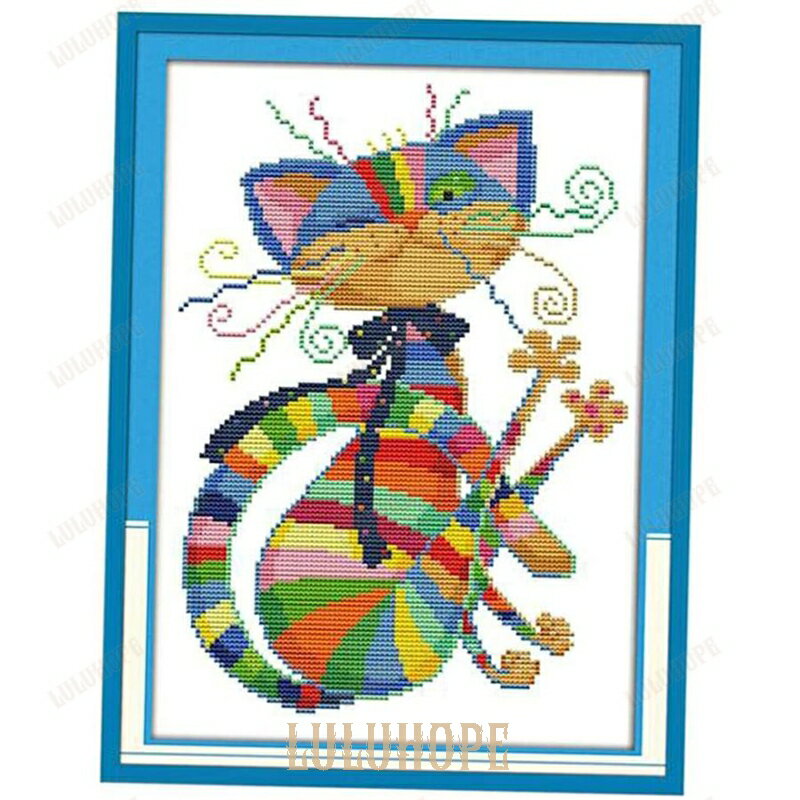 クロスステッチキット 刺繍 キット 手芸キット 初心者 クロスステッチ クロス刺繍 猫ちゃん カラー 動..