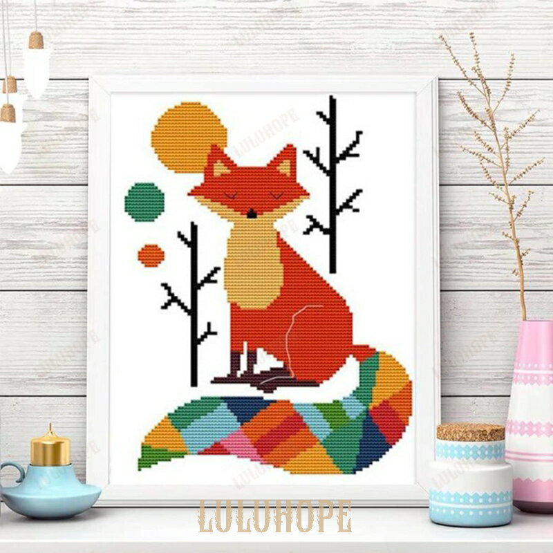 クロスステッチキット 刺繍 キット 手芸キット 初心者 クロスステッチ クロス刺繍 きつね 猫ちゃん ね..