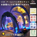 ドールハウス ミニチュア 手作りキット セット 日本語 説明書 水族館 のような 2階建て の おうち|幻想的 オーシャン 海 おしゃれ ブルー LEDライト