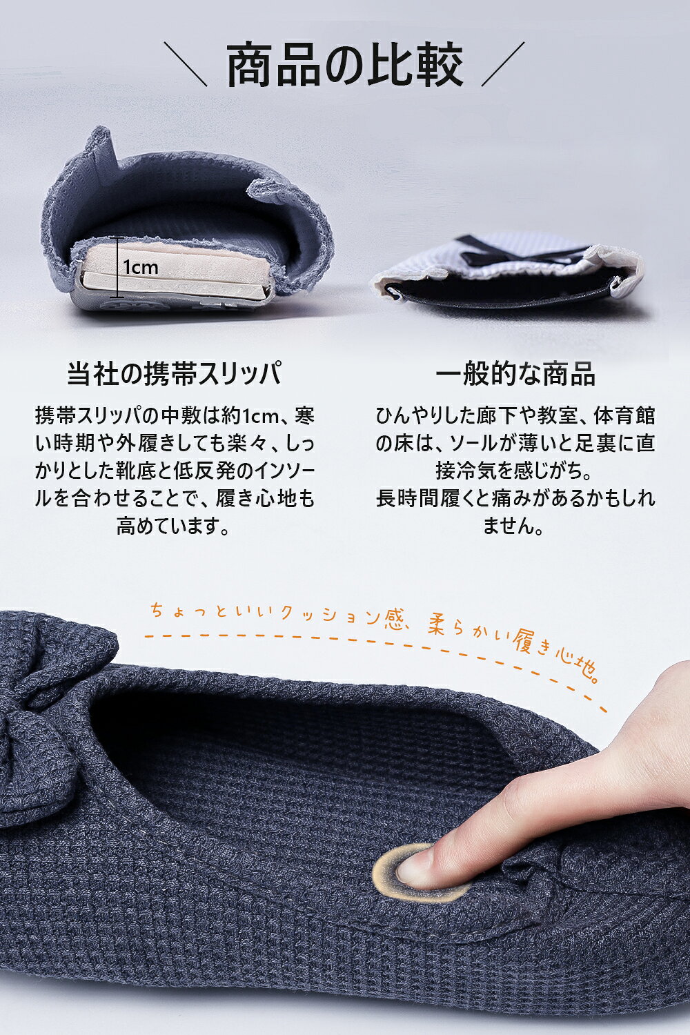 魔法小屋 携帯スリッパ レディース 折りたたみ 室内履き ポーチ付き 大きいサイズ ...