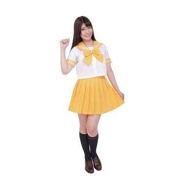カラーセーラー 黄色【JK ライブ 学祭 文化祭 コスプレ衣装 女子高生 イエロー】M・L女性用サイズ 4L男性用サイズ マジックナイト CS85433