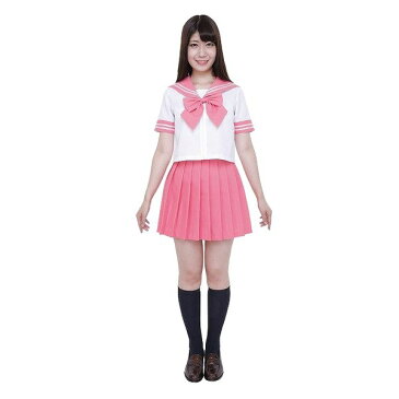 カラーセーラー ピンク【JK ライブ 学祭 文化祭 コスプレ衣装 女子高生】M・L女性用サイズ 4L男性用サイズ マジックナイト CS85430
