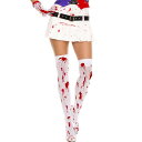 4551 Bloody Thigh Hi White-Red【タイハイソックス ハロウィン 血のり ゾンビ 仮装 コスプレ 小物 グッズ 白 ホワイト】送料一律600円 ネコポス発送可 1p260円 マジックナイト ML4551