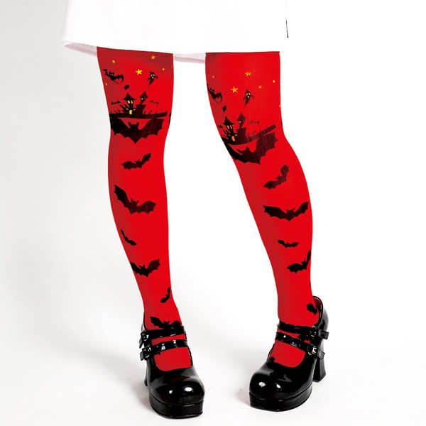 楽天ハロウィン仮装 マジックナイトニーハイ コウモリレッド 奉仕品【膝上ソックス ニーソックス ハイソックス 靴下 長い ロング ハロウィン 仮装 コスプレ 衣装 蝙蝠 赤 23-25cm 小物 グッズ レディース 女性用 返品不可】ネコポス発送可 1p240円 マジックナイト JG4248