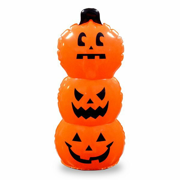 ビニールディスプレイ3連パンプキン（プレーン）【ハロウィン 飾り 置物 卓上 かぼちゃ カボチャ エアバルーン】定形外発送可1p 660円 マジックナイト YI1619A