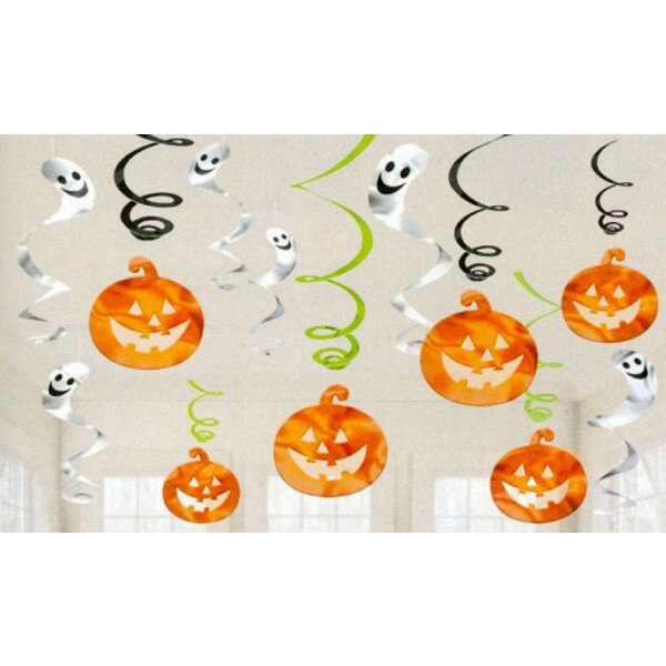 スウィールデコ パンプキン＆ゴースト【ハロウィン デコレーション 吊り飾り ディスプレイ 装飾用 定 ...