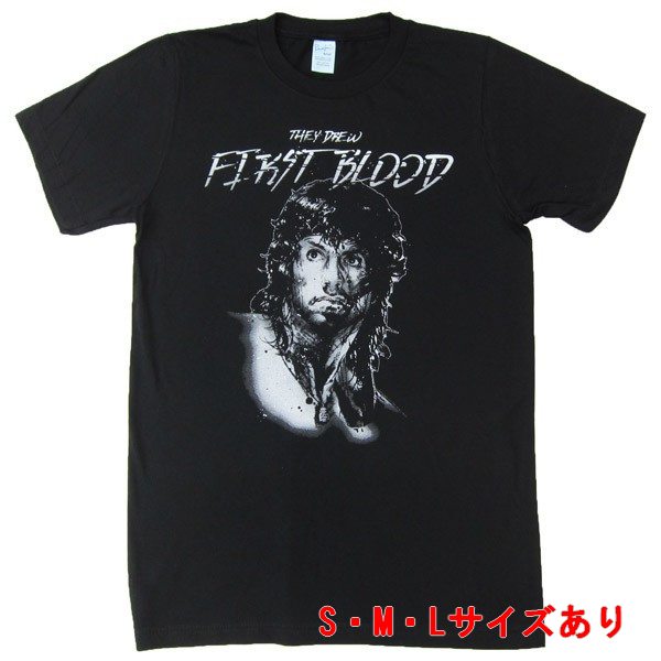 楽天ハロウィン仮装 マジックナイトランボー First Blood（黒）【映画 Tシャツ シルヴェスター スタローン ベトナム 帰還兵】S M Lサイズ ネコポス発送 マジックナイト RAM516