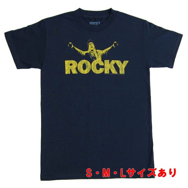 ロッキー ヴィンテージロゴ【Rocky Tシャツ シルヴェスター スタローン 紺 ダークネイビー】S M Lサイズ ネコポス発送 マジックナイト RK502