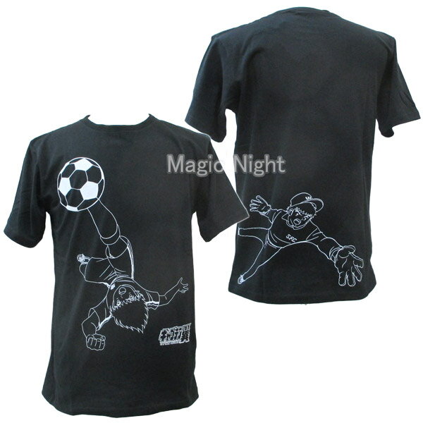 キャプテン翼Tシャツ オーバーヘッド ブラック 黒【キャプ翼 大空翼vsS.F.C サッカー アニメ 公式 半袖 練習着】M L LLサイズ ネコポス発送 マジックナイト CT870