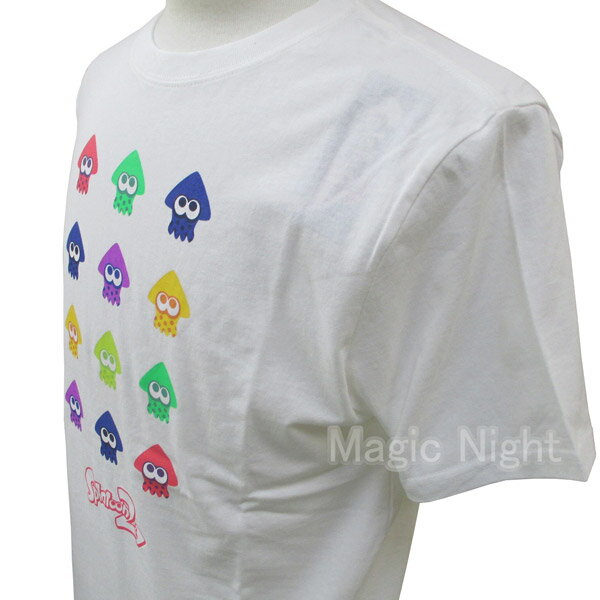 スプラトゥーン2 カラーインクリング デザインTシャツ ホワイト【SPLATOON2 スプラ プリント Tシャツ 白 公式 インクリング イカ 大人用】S M L LLサイズ ネコポス発送 マジックナイト SP13591WH