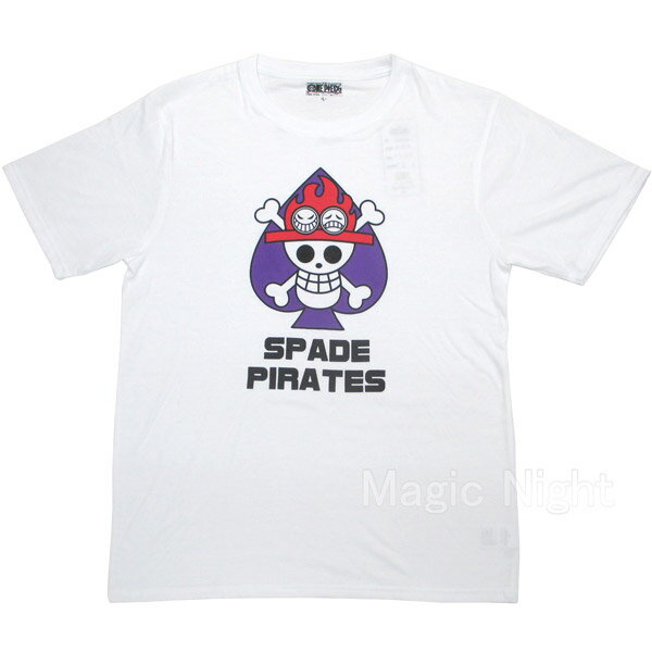 ONE PIECE エース 海賊旗 Tシャツ 白【ワンピース アニメ 公式 半袖 ホワイト スペード海賊団】M L LLサイズ ネコポス発送 マジックナイト OP3688WHのサムネイル