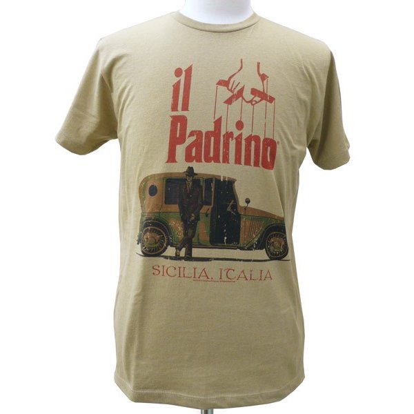 ゴッドファーザー Tシャツ il padrino 半袖 カーキ色【The Godfather グッズ 高級車 カー Tシャツ うす茶色】S M Lサイズ ネコポス発送 マジックナイト GF5126