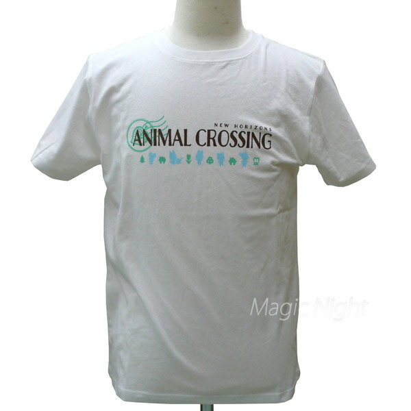 Rakuten - あつまれどうぶつの森Tシャツ ロゴ ホワイト【ANIMAL CROSSING 大人用 Tシャツ 半袖 白 公式 あつもり どうもり】S M L LLサイズ ネコポス発送 マジックナイト AD3136WH