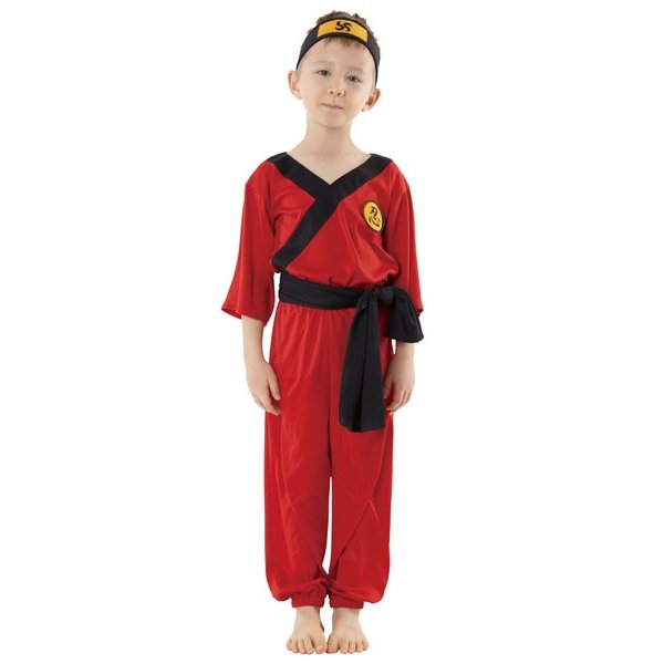 赤忍者キッズ ニンジャ コスチューム 子供用【レッド忍者 仮装 装束 忍者 衣装 ハロウィン コスプレ 忍者服】マジックナイト CS8477