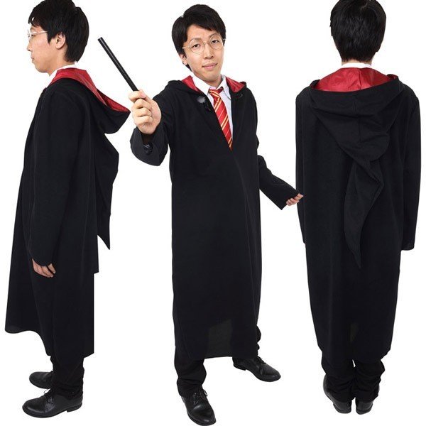 ハリーポッターなりきりセット（魔法学園セット+ハリーポッターワンド）【ハリポタ グリフィンドール ハロウィン コスプレ 仮装 ローブ ネクタイ 杖 小物 グッズ ホグワーツ Harry potter 男女兼用】マジックナイト　CS854456sのサムネイル