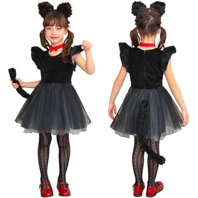 プティシャノワール キッズ【仮装 ハロウィン コスプレ 衣装 ネコ 黒猫 女の子用 ...