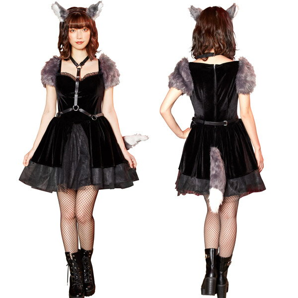 ファンタジックヴィラン ヴォルフ 女性用 レディース【ハロウィン おおかみ 狼 いぬ 犬 悪魔 悪役 動物 アニマル 仮装 衣装 コスプレ 黒】マジックナイト CS895725