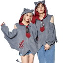ファングル こうもりパーカー【ドラキュラ 吸血鬼 ハロウィン コスプレ バット 仮装 変装 灰色 グレー ホラー 男女兼用 大人用 ジェンダーレス】マジックナイト CS899594