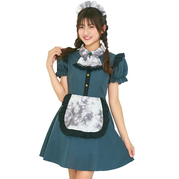 黒レースとフリルをふんだんに使用した重厚感のあるデザイン。 ジャボとエプロンの汚れ風プリント生地でアンティークな雰囲気を演出。 ◆詳細◆ 内容：カチューシャ、ワンピース 素材：ポリエステル 洗濯：不可、アイロンは中温で当て布使用 メーカー：...